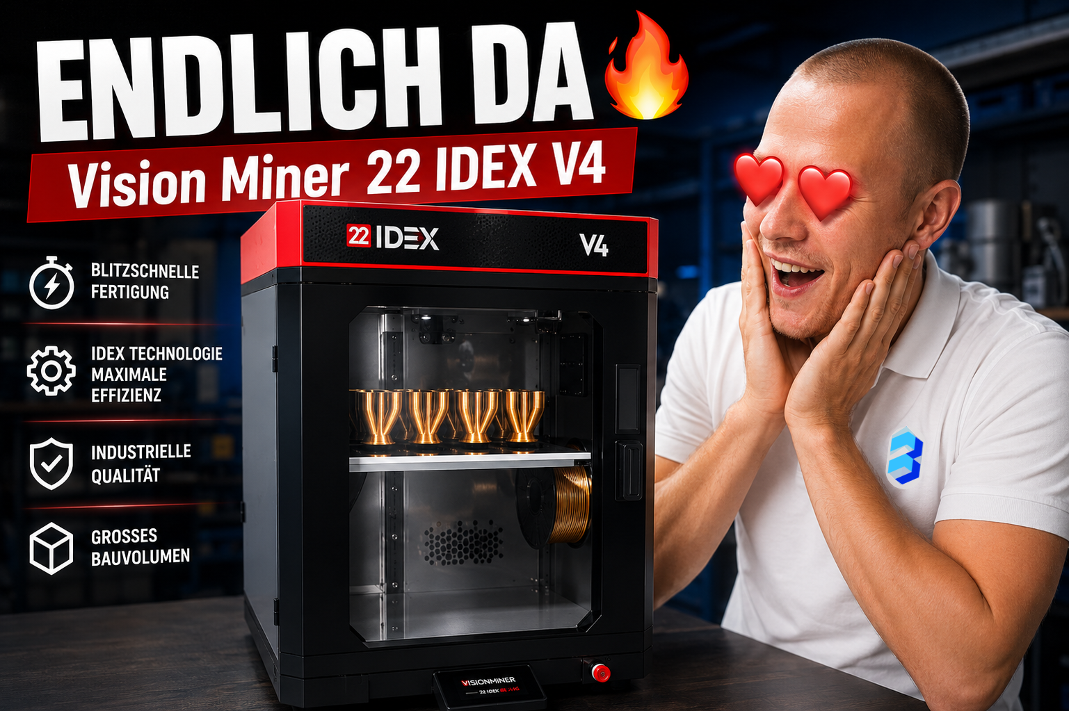 Vision Miner 22 IDEX V4 – Unboxing & erster Eindruck: Der industrielle PEEK-Drucker im Test